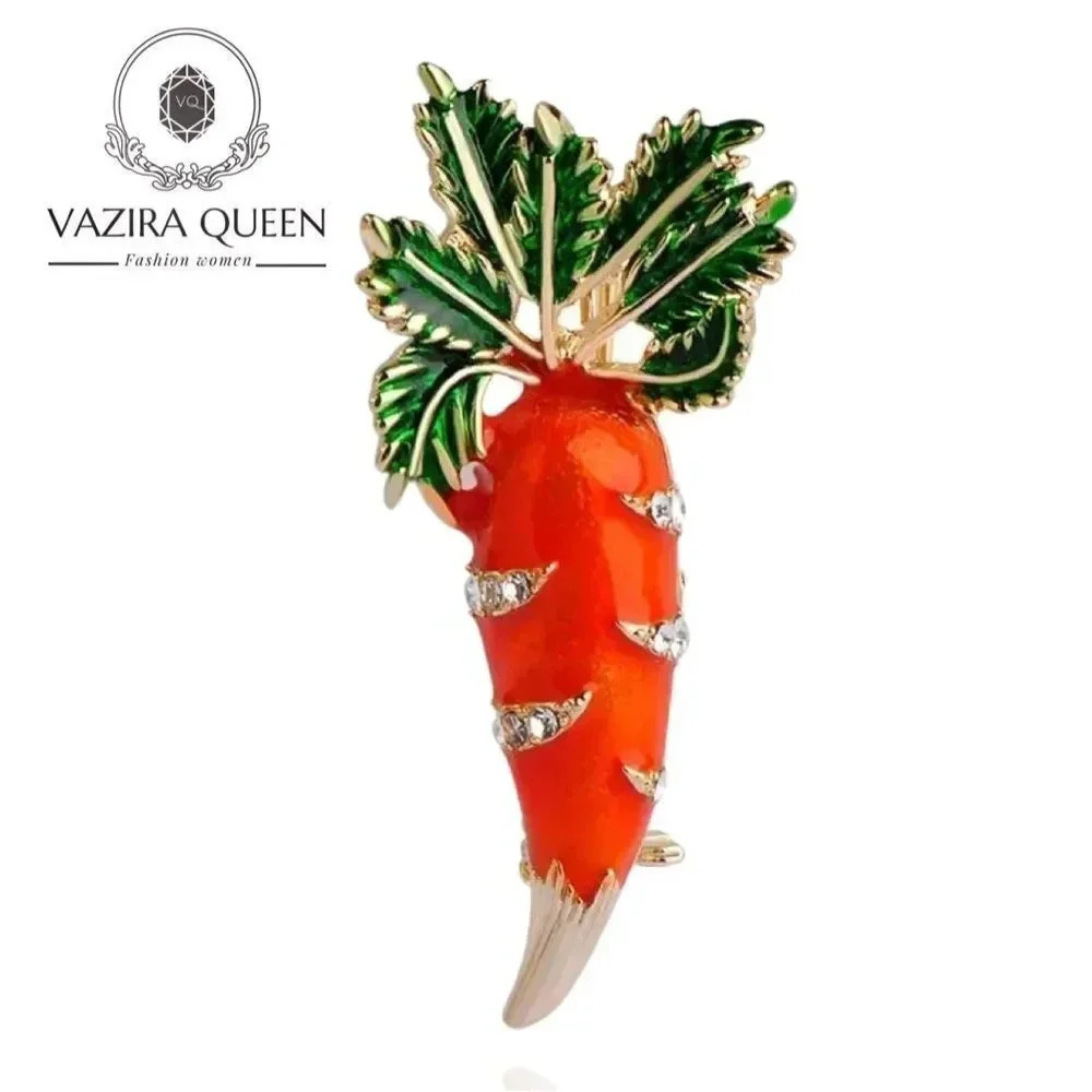 VQ Enamel Carrot Brooch